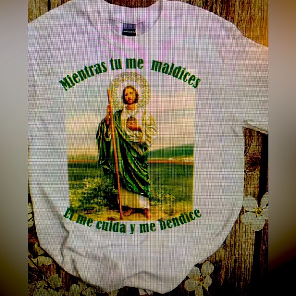 San judas Tadeo hand stamped shirt